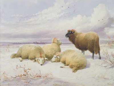 Sheep in the Snow by Thomas Sidney Cooper